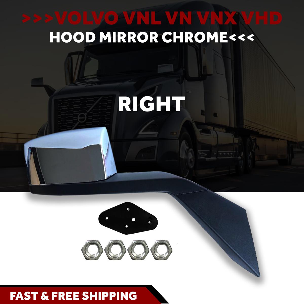 Enhancing Style and Functionality: Volvo VNL/VN/VNX/VHD Chrome Hood Mirror Cover for Left Driver Side